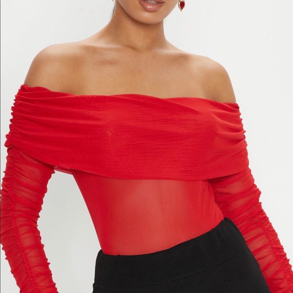 Pretty little things red mesh bodysuit